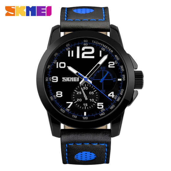 SKMEI Luxury Brand Men's Fashion Waterproof Leather Quartz Watch