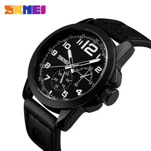 SKMEI Luxury Brand Men's Fashion Waterproof Leather Quartz Watch