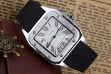 Steel Rubber Strap Square Fashion Gents Watch