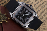 Steel Rubber Strap Square Fashion Gents Watch