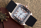 Steel Rubber Strap Square Fashion Gents Watch