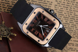 Steel Rubber Strap Square Fashion Gents Watch