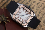 Steel Rubber Strap Square Fashion Gents Watch