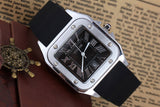 Steel Rubber Strap Square Fashion Gents Watch